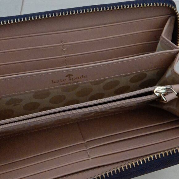 Kate Spade New York Womens Larchmont Avenue Neda Zip Around Leather Wallet Blue - Picture 3 of 4